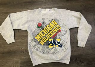 Vtg University Of Michigan Wolverines Football 1993 Rose Bowl Sweatshirt S/m