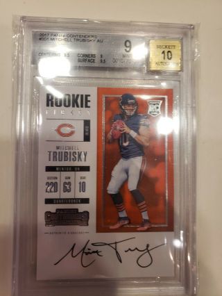 2017 Panini Contenders Rookie Auto Ticket Mitchell Trubisky Bgs 9 10