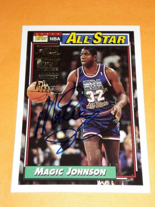 Authentic 2000 - 01 Topps 7 Magic Johnson Auto Sp 1992 - 93 All Star 126 Reprint