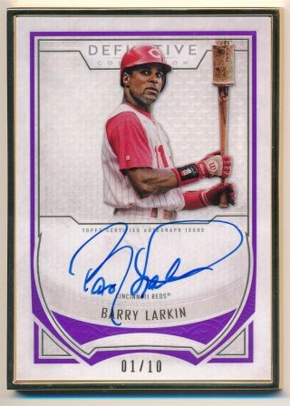 Barry Larkin 2019 Topps Definitive Gold Framed Autograph Sp Auto 01/10 $200,