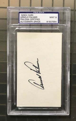 Arnold Palmer Signed 3x5 Index Card Autographed Psa/dna 9 Bold Auto Golf