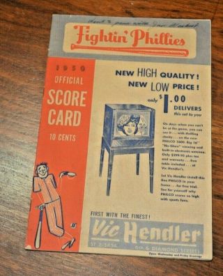 Official 1950 Philadelphia Phillies Chicago Cubs Score Card Scorecard Program