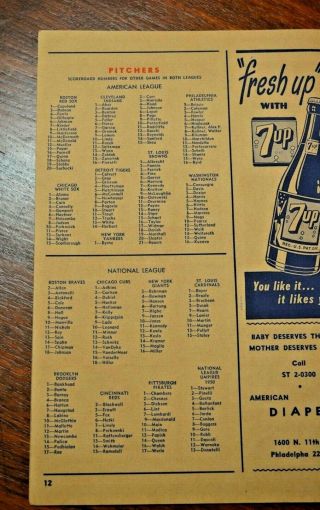 Official 1950 Philadelphia Phillies Chicago Cubs Score Card Scorecard Program 5
