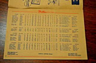 Official 1950 Philadelphia Phillies Chicago Cubs Score Card Scorecard Program 6