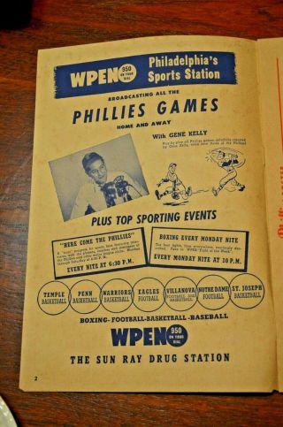 Official 1950 Philadelphia Phillies Chicago Cubs Score Card Scorecard Program 7