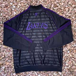 Adidas Los Angeles Lakers Embroidered Full Zip Track Jacket Sz L Nba Kobe Lebron