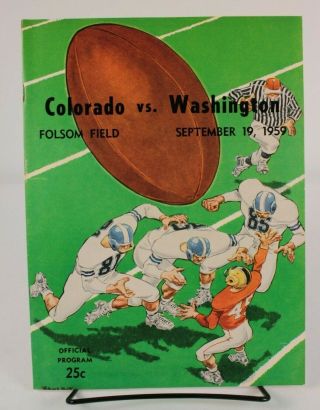 1959 University Of Washington Vs Colorado Football Program Tv Media Guide Ncaa