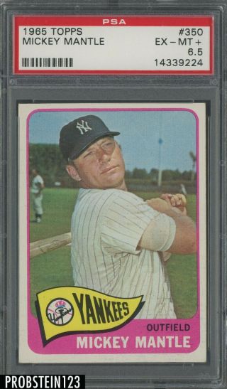 1965 Topps 350 Mickey Mantle York Yankees Hof Psa 6.  5 Ex - Mt,  " Sharp "