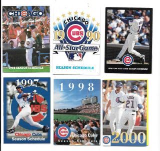 Chicago Cubs Baseball Schedules - 12 Different - 1988,  1990,  1996 - 98,  2000 - 2005