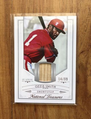 Ozzie Smith 2015 National Treasures Game Bat Card 14/99 St.  Louis