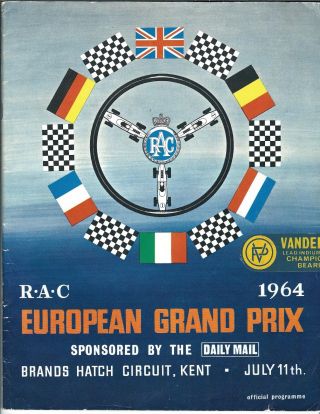 1964 British - European Grand Prix Race Program,  F1,  Gp,  Won By Clark Brands Hatch