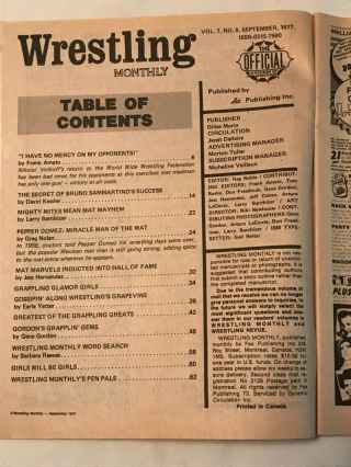 Vintage Wrestling Monthly,  Sept.  1977 (66 pages). 2