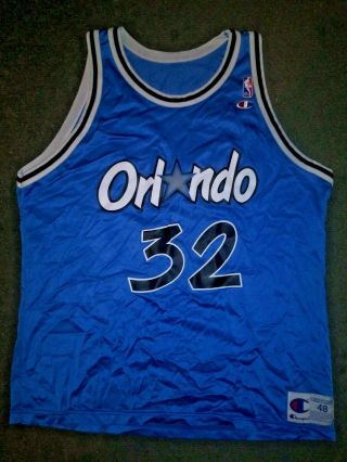 Vintage Shaquille O’neal Orlando Magic Champion Jersey Blue 48 Nba 90s Vtg