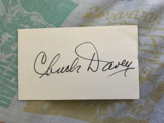 Chuck Davey Autographed 3x5 Index Card Boxing Contender