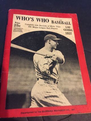 1937 Lou Gehrig Who’s Who In Baseball Sharp/complete W/gehrig Cover Hubbell,