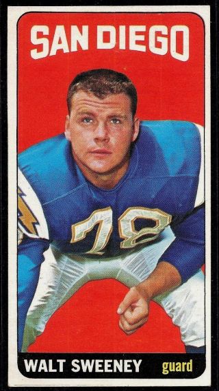1965 Topps Tall Boy Football Chargers Walt Sweeney Rookie Card Rc 173 Ex Sp