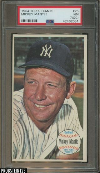 1964 Topps Giants 25 Mickey Mantle York Yankees Hof Psa 7 (oc) Nm