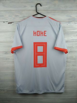 Koke Spain Soccer Jersey Large 2019 Away Shirt Br2697 Football Adidas