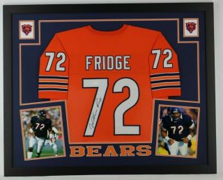 Fridge William Perry Autographed Framed Chicago Orange Custom Jersey Jsa