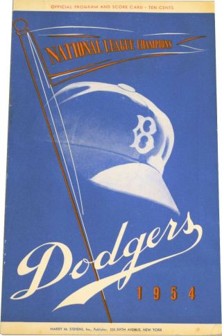 York Giants Vs.  Brooklyn Dodgers 1954 Official Program Scorecard Scored Ra13