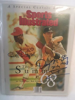 Bob Gibson Denny Mcclain Signed Sports Illustrated
