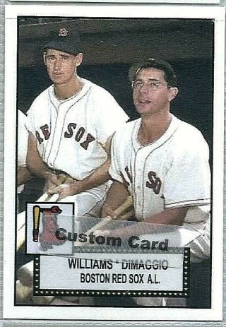 Ted Williams & Dom Dimaggio Boston Red Sox 1952 Style Custom Made Baseball Card
