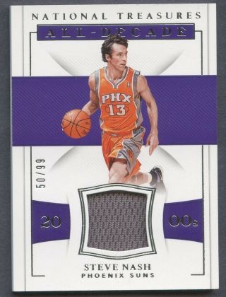 2018 - 2019 National Treasures All - Decade Game - Worn Jersey Steve Nash 50/99