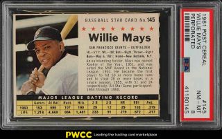 1961 Post Cereal Willie Mays Perforated 145 Psa 8 Nm - Mt (pwcc)