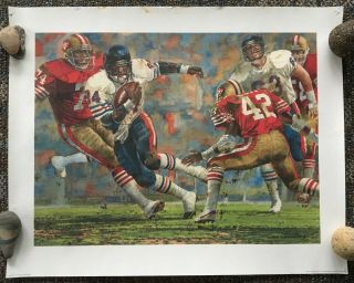 1986 Chicago Bears San Francisco 49ers 10/13/85 Game Walter Payton Litho Poster