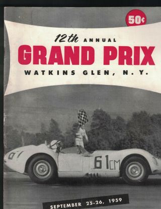 Watkins Glen Ny 1959 Program Grand Prix 12th Annual Auto Racing