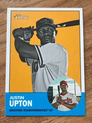 2012 Topps Heritage Justin Upton Black & White Sp Card No.  481 Diamondbacks
