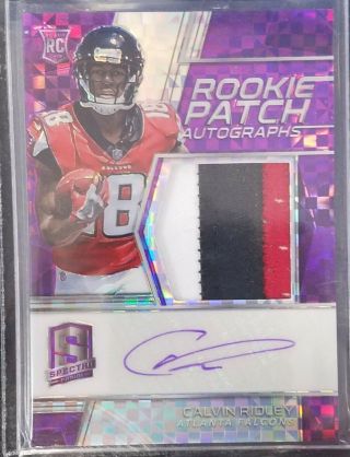 2018 Spectra Calvin Ridley Rc Jersey Patch Auto Rpa Purple Xfractor /50 Falcons