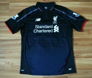 10 Coutinho Size M Liverpool Third Football Shirt Jersey 2015 - 2016 Black Trikot