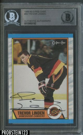1989 - 90 O - Pee - Chee Opc 89 Trevor Linden Signed Auto Canucks Bgs Bas Authentic