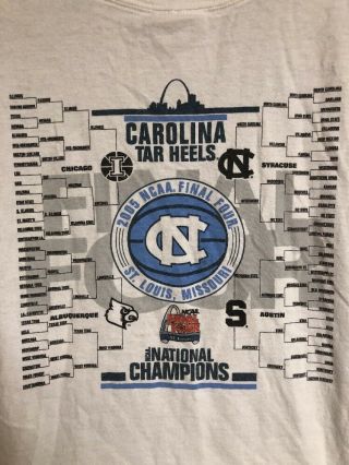 VTG Nike 2005 North Carolina Tar Heels NCAA National Champions Bracket Shirt LG 7