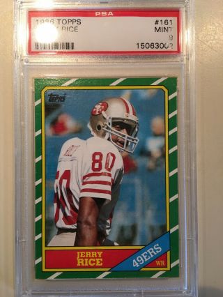 1986 Topps Jerry Rice San Francisco 49ers 161 Football Card Rookie Rc Psa 9 Mt