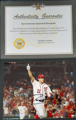 Ryan Zimmerman 11 Signed Autographed 8x10 Photo Mlb,  Top Loader