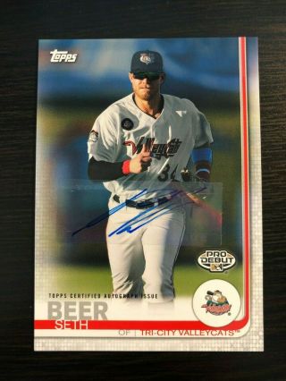 Seth Beer 2019 Topps Pro Debut Prospect Autograph Auto Rc (astros)