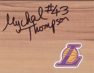 Los Angeles Lakers Mychal Thompson Signed Floorboard