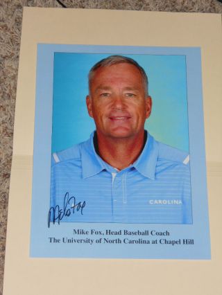 Unc North Carolina Tarheels Baseball Mike Fox Signed 8x10 Photo Autograph