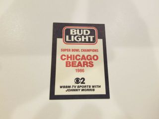 Chicago Bears 1986 Nfl Football Pocket Schedule Card - Wbbm/bud Light (rk)