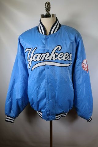 B5880 Vtg Starter York Yankees Mlb Baseball Snap Satin Jacket Size 3xl