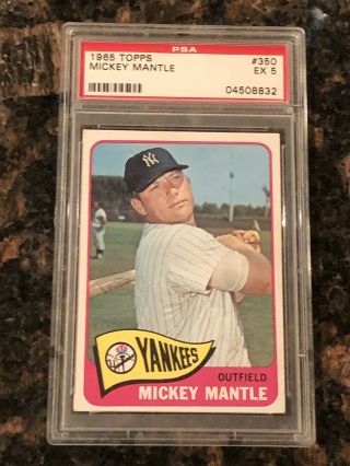 1965 Topps Mickey Mantle York Yankees 350 Baseball Card Psa 5