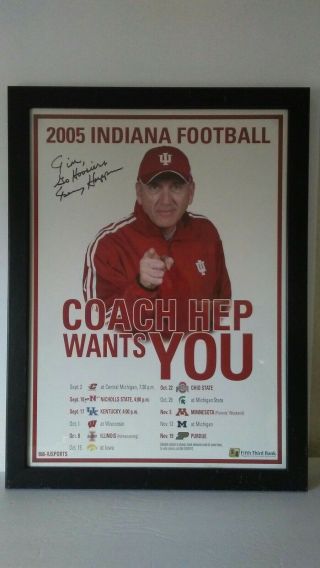 2005 Indiana Hoosiers Coach Terry Hoeppner Signed Frame Poster