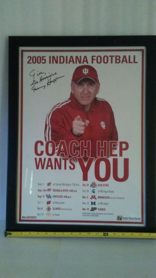 2005 Indiana Hoosiers Coach Terry Hoeppner Signed Frame Poster 5