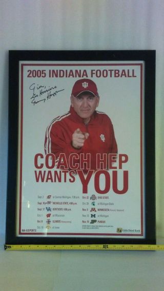 2005 Indiana Hoosiers Coach Terry Hoeppner Signed Frame Poster 6