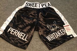 Pernell " Sweet Pea " Whitaker Autographed Signed Boxing Trunks Jsa