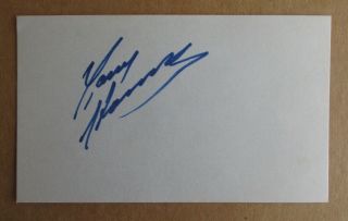 Larry Hornung Signed Autograph 3x5 Index Card Nhl Blues Wha Jets Oilers D.  2001