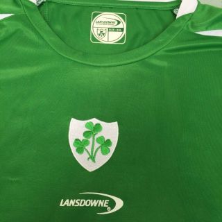 Lansdowne Ireland Mens Rugby Soccer Jersey Green White Short Sleeve Shirt Xxl