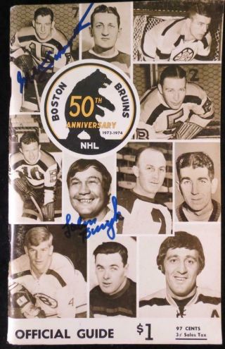 Milt Schmidt John Bucyk Boston Bruins Signed Hockey Media Guide
